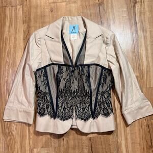 Marciano Whimsical Goth Lace Corset Bustier Blazer Jacket Size 8